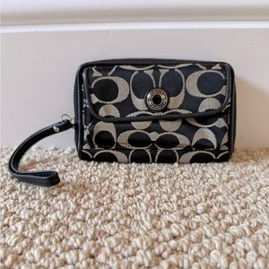 Coach Wristlet in Black Monogram